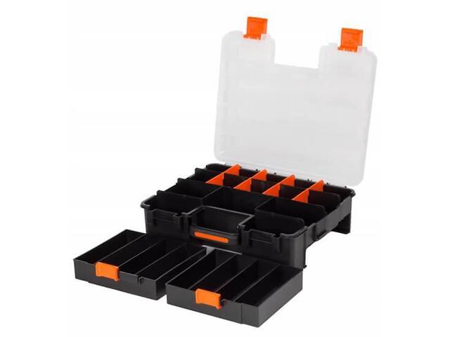 Органайзер 15 430x350x120мм 2 висувні полиці пластиковий [INSBXBXP1320043PT0] Tactix - Фото 3