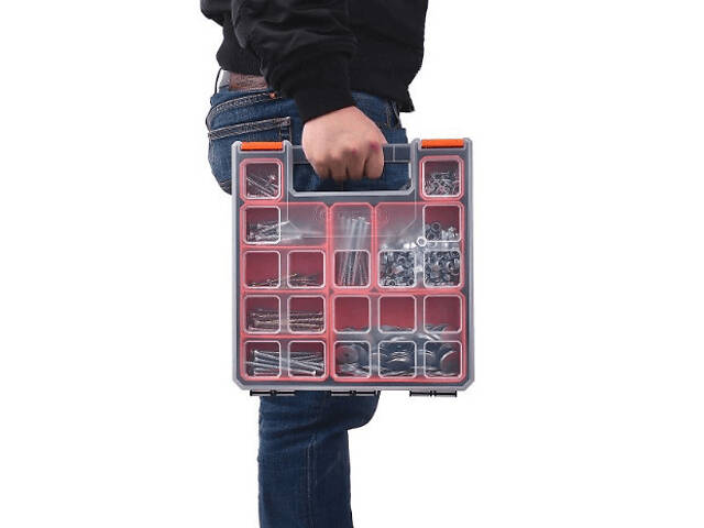 Органайзер 9 відділень 295x315x97мм прозора кришка пластиковий [INSBXBXP1320160PT0] Tactix - Фото 2