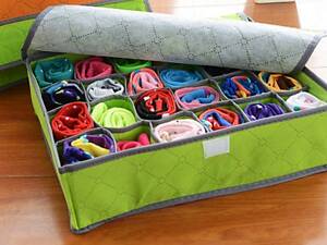 Органайзер для белья и носков на 24 ячейки Бамбуковый (Зеленый) с крышкой