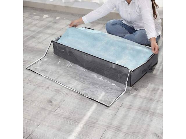 Органайзер для одеяла и вещей под кровать 103х45х15 см (серый) - Фото 4