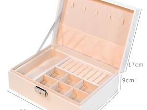 Органайзер для ювелирных изделий RESTEQ — двухслойная белая шкатулка для украшений с отделениями