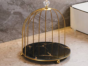 Органайзер-полка для косметики одноярусная Мрамор 10109 23х20 см черная