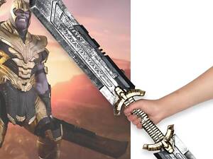 Зброя Таноса RESTEQ дволезовий меч 110 см — м’який гумовий двуручний меч для косплею та ігор