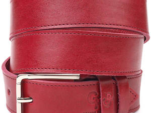 Оригінальний яскравий ремінь із натуральної шкіри Grande Pelle 21458 Бордовий