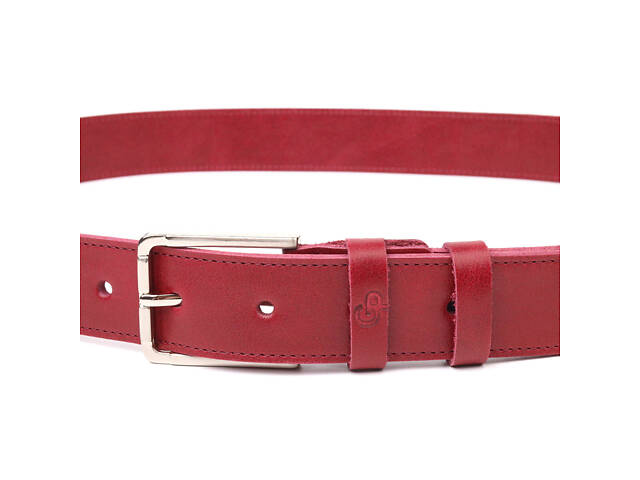 Оригінальний яскравий ремінь із натуральної шкіри Grande Pelle 21458 Бордовий - Фото 5