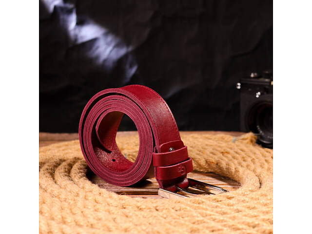 Оригінальний яскравий ремінь із натуральної шкіри Grande Pelle 21458 Бордовий - Фото 8
