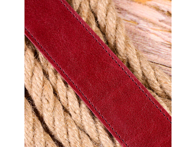 Оригінальний яскравий ремінь із натуральної шкіри Grande Pelle 21458 Бордовий - Фото 9