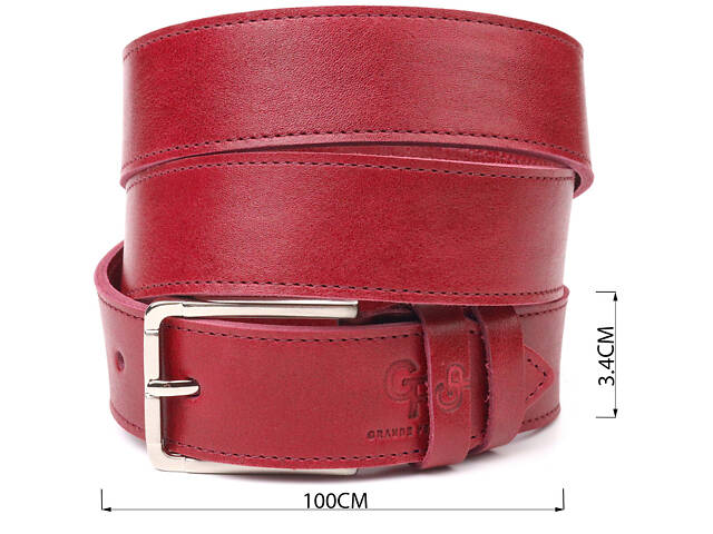 Оригінальний яскравий ремінь із натуральної шкіри Grande Pelle 21458 Бордовий - Фото 3