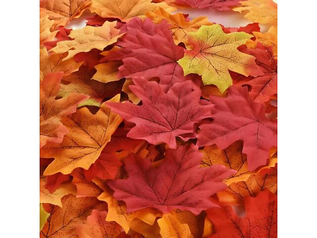 Осіннє листя клена для рукоділля 180 шт 8×8 см - набір штучних тканинних листочків для декору та виробів - Фото 2