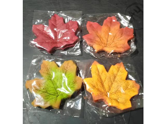 Осіннє листя клена для рукоділля 180 шт 8×8 см - набір штучних тканинних листочків для декору та виробів - Фото 6