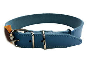Нашийник для собак Весна шкіряний синій 2.0/33-43