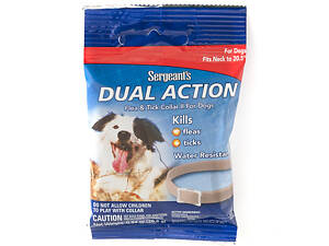 Ошейник от блох и клещей Sentry Sergeants Dual Action для собак средних пород до 52 см Бежевый (73091032847)