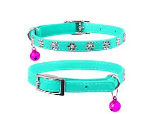 Ошейник WAUDOG Glamour с резинкой клей.стразами Цветочек для кошек 9мм/22-30см Ментоловый