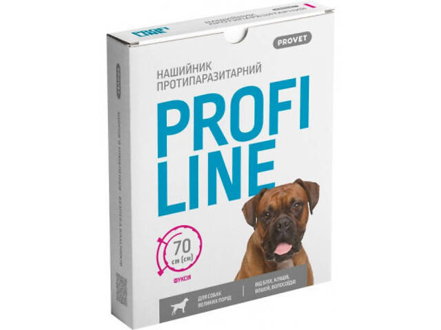 Нашийник для тварин ProVET Profiline для великих порід (інсектоакарицид) 70 см фуксія (4823082430994) - Фото 1