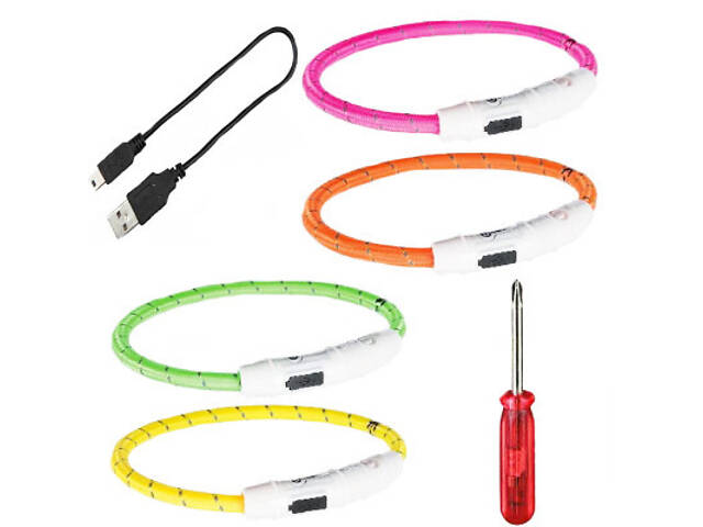 Нашийник для тварин Trixie світний з USB M-L 45 см/7 мм рожевий (4053032127074) - Фото 3