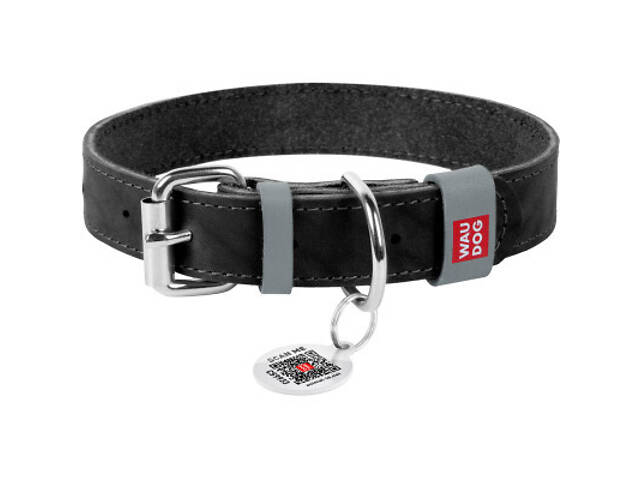 Нашийник для тварин WAUDOG Classic шкіряний 15 мм х 27-36 см чорний (02071) - Фото 1