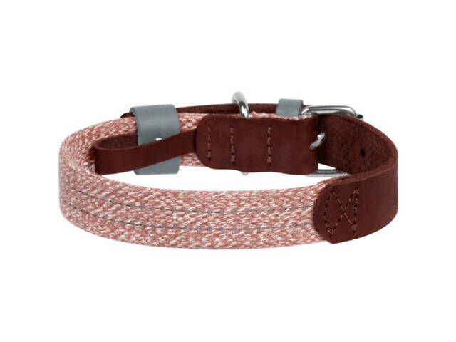 Нашийник для тварин WAUDOG Classic зі шкіри та відновленої бавовни M 20 мм х 30-39 см коричневий (58926) - Фото 2