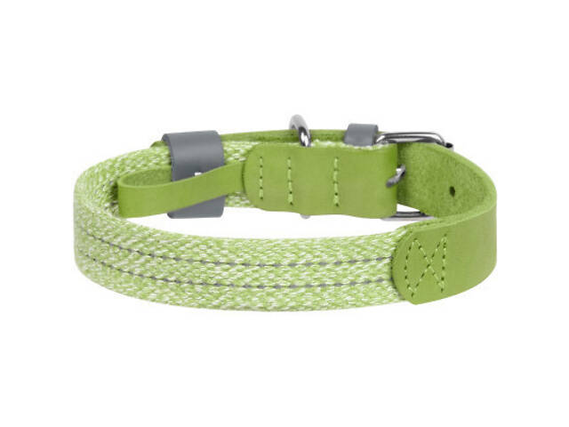 Нашийник для тварин WAUDOG Classic зі шкіри та відновленої бавовни L 25 мм х 38-49 см салатовий (58935) - Фото 2