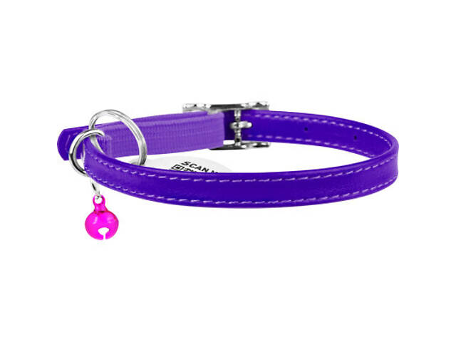 Нашийник для тварин WAUDOG Glamour з QR паспортом Д 17-20 см фіолетовий (32759) - Фото 2