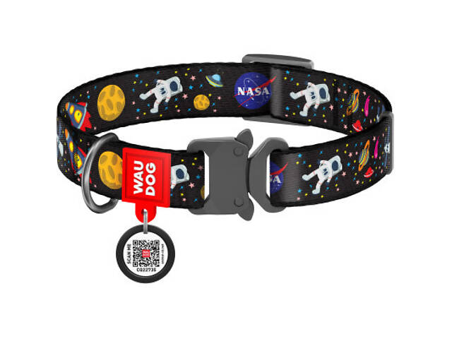 Нашийник для тварин WAUDOG Nylon з QR паспортом NASA металева пряжка-фастекс S (5119) - Фото 1