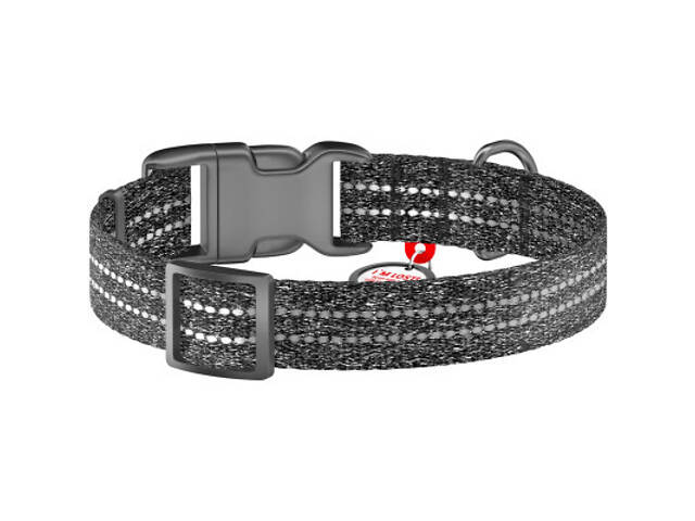 Нашийник для тварин WAUDOG Re-cotton з QR паспортом світловідбиваючий Ш 25 мм Д 33-49 см сірий (029211) - Фото 2