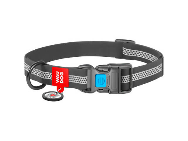 Нашийник для тварин WAUDOG Waterproof пластикова пряжка M Ш 20 мм Д 28-40 см сірий (261511) - Фото 1