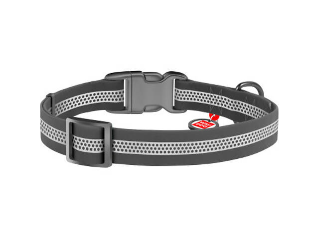 Нашийник для тварин WAUDOG Waterproof пластикова пряжка M Ш 20 мм Д 28-40 см сірий (261511) - Фото 2