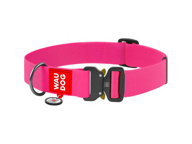 Нашийник для тварин WAUDOG Waterproof з QR паспортом XXL Ш 40 мм Д 43-70 см (рожевий) (28017) - Фото 1