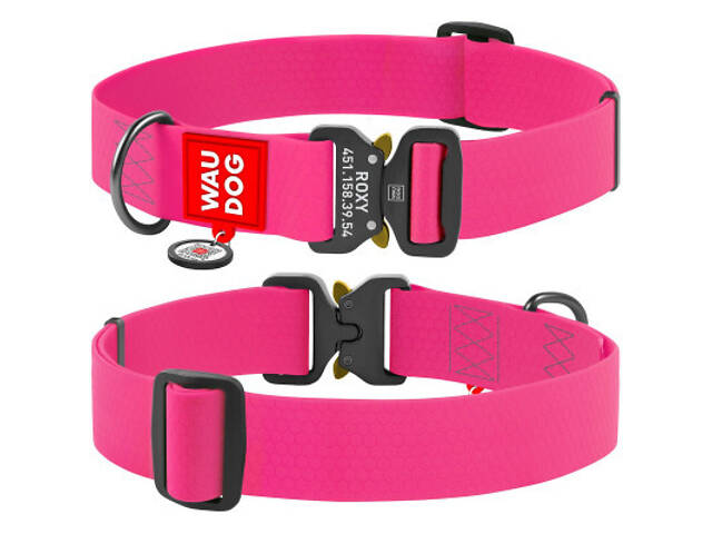 Нашийник для тварин WAUDOG Waterproof з QR паспортом XXL Ш 40 мм Д 43-70 см (рожевий) (28017) - Фото 4