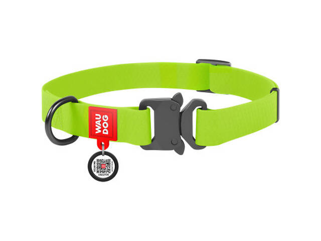 Нашийник для тварин WAUDOG Waterproof з QR паспортом XL Ш 25 мм Д 35-58 см (салатовий) (27845) - Фото 1