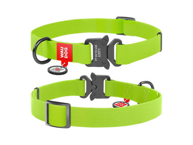 Нашийник для тварин WAUDOG Waterproof з QR паспортом XL Ш 25 мм Д 35-58 см (салатовий) (27845) - Фото 4