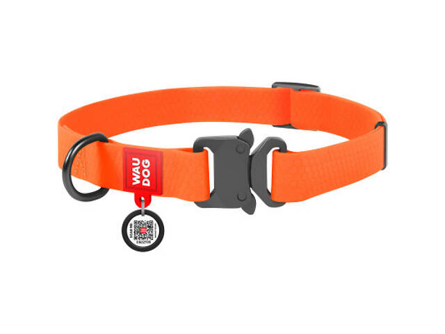 Нашийник для тварин WAUDOG Waterproof з QR паспортом M Ш 20 мм Д 24-40 см (помаранчевий) (27934) - Фото 1