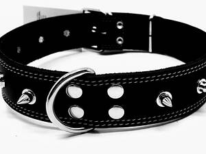 Ошейник для собак с шипами двойная кожа 2,5/36-45 см черный