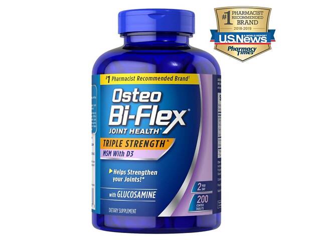 Osteo Bi-Flex глюкозамин, MSM с витамином D3, 200 каплет, США. - Фото 4