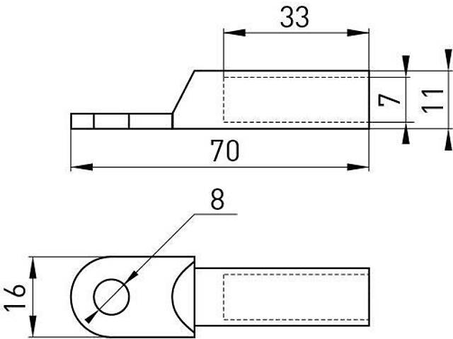 Оцинкований кабельний наконечник 25кв.мм M8 гільза: 33мм (1шт) [s021013] E.NEXT e.end.stand.z.25.M8 - Фото 3