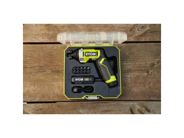 Акумуляторна викрутка Ryobi RSD4-120T 4В, USB, Lithium, 1х2Ah, 5Нм, 200об/хв, кейс, 10 насадок (5133006210) - Фото 3