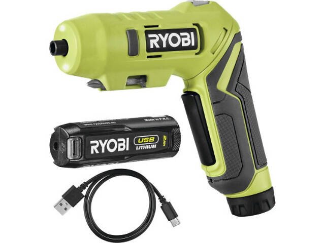Акумуляторна викрутка Ryobi RSDP4-120G 4В, USB, Lithium, 1х2Ah, 5Нм, 200об/хв, поворотна ручка (5133005958) - Фото 1