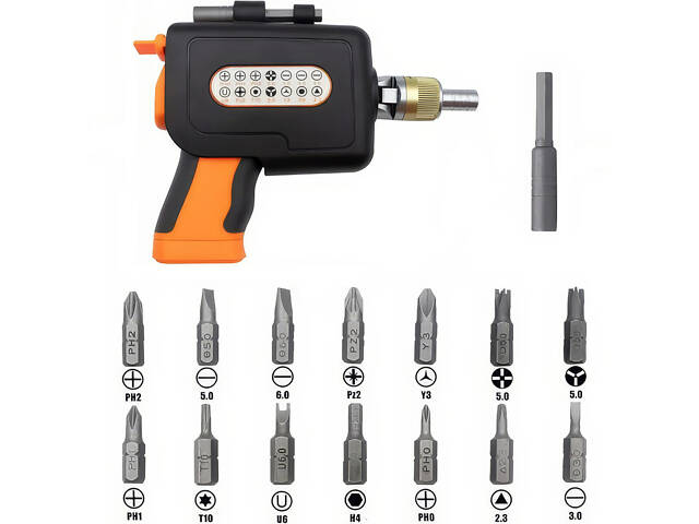 Викрутка-пістолет із бітами 16 в 1 2882A - Фото 1