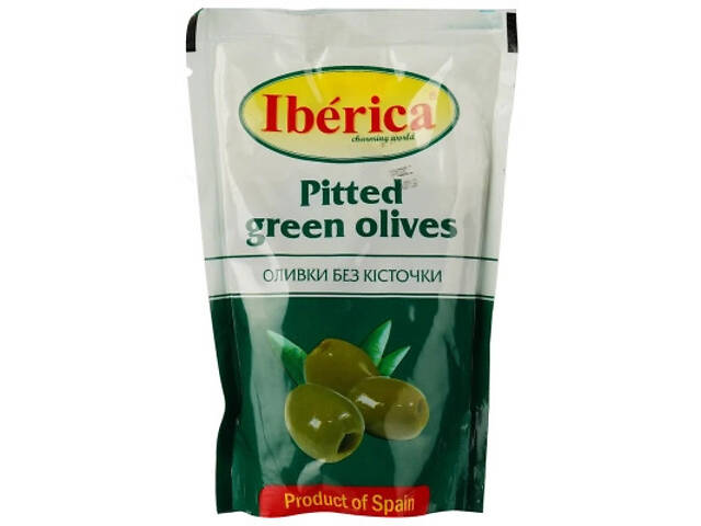 Овочева консервація Iberica Оливки зелені без кісточки в пакеті 170 г (8436024294668) - Фото 1