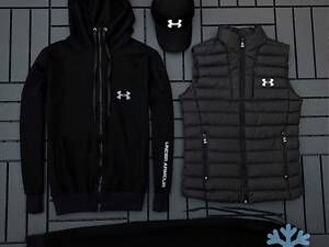 (п) ФЛІС Комплект з жилеткою Андер (худі на змійці+штани+кепка+жилетка)