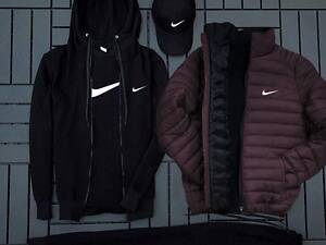 (п) ФЛИС Комплект с курткой Nike (худи на змейке+штаны+футболка+кепка+куртка)