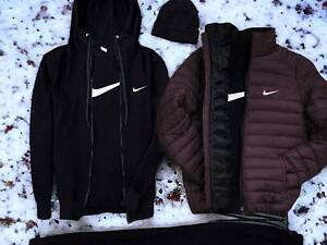 (п) ФЛИС Комплект с курткой Nike (худи на змейке+штаны+футболка+шапка+куртка)