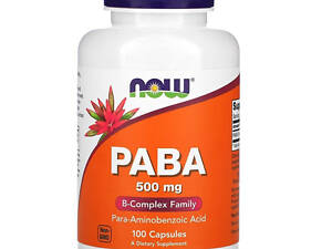 ПАБК (пара-амінобензойна кислота) Now Foods PABA 500 мг 100 капсул
