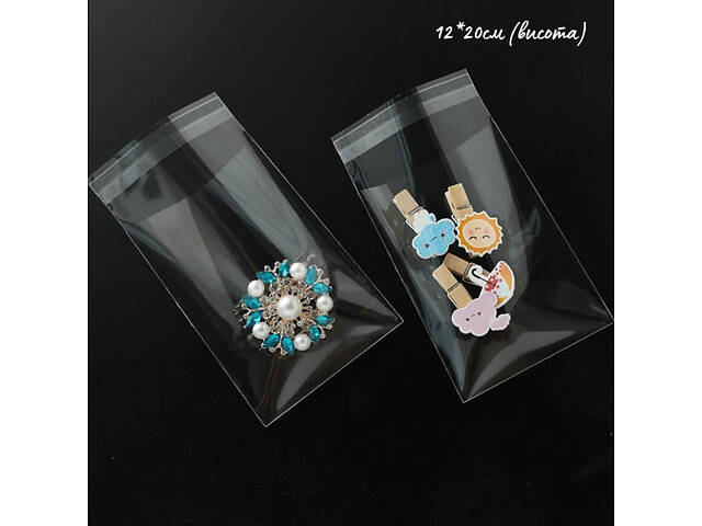 Пакет поліпропіленовий з клапаном і скотчем 12*20см, 20 мкм, для фасування товарів (упаковка 1000 шт) - Фото 1