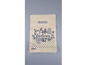 Пакет с прорезной ручкой (20*30)'Fashion узор бежевый (100 шт)
