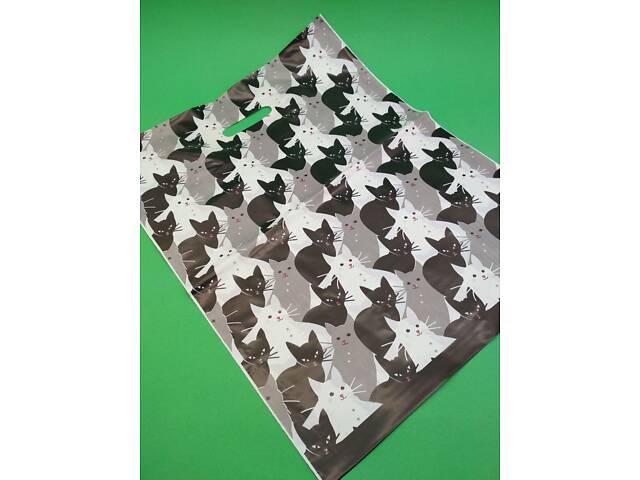 Пакет з прорізною ручкою (40*50)' Дитячий світ 'Тріо Котів' (50 шт) - Фото 2