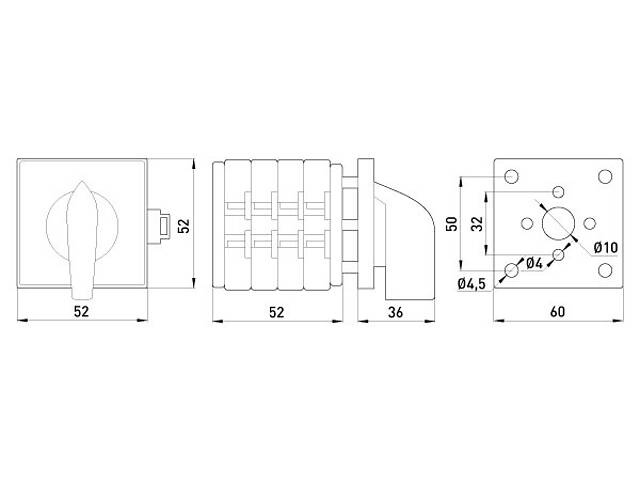 Пакетный переключатель '0-1-2' 4P 25A 400V на DIN рейку [8427-200] LK25/4.322-SP/45 E.NEXT - Фото 4