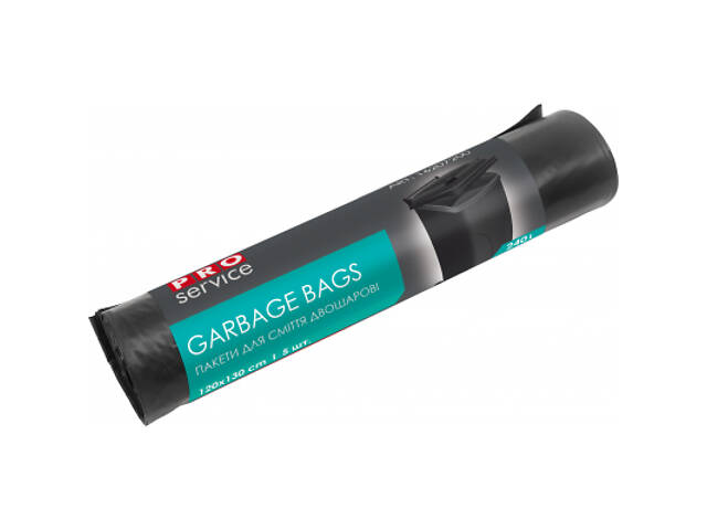 Пакети для сміття PRO service Professional LD двошарові Чорні 240 л 5 шт. (4823071621822) - Фото 1
