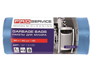 Пакети для сміття PRO service Standard HD Сині 60 л 40 шт. (4820143706425)
