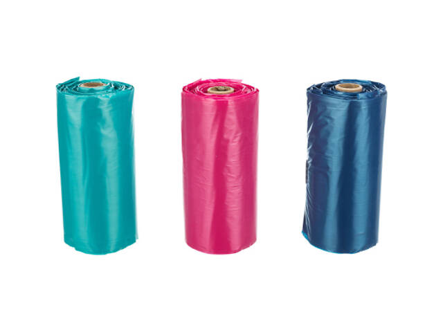 Пакети для собак Trixie з ручками 3 рулони по 15 шт різнокольорові (4011905228457) - Фото 1